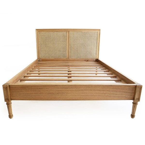 Hampton Cane Bed – Queen Size – Low End – Weathered Oak