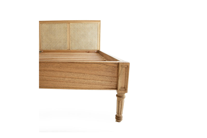 Hampton Cane Bed – Queen Size – Low End – Weathered Oak