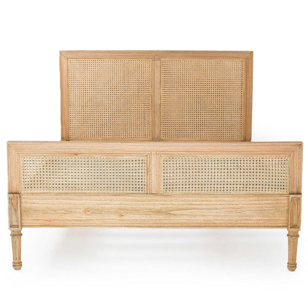 Hampton Cane Bed – King Size – Weathered Oak