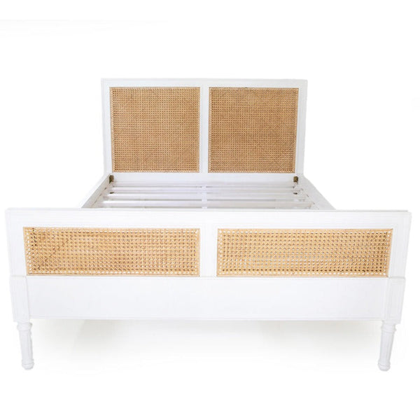 Hampton Cane Bed – Double – White