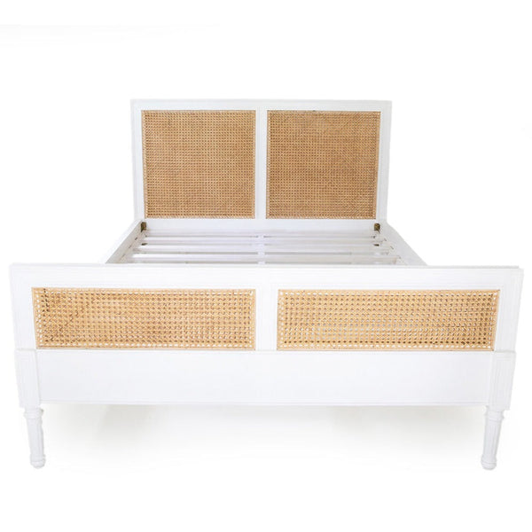 Hampton Cane Bed - Weathered Oak - King Single