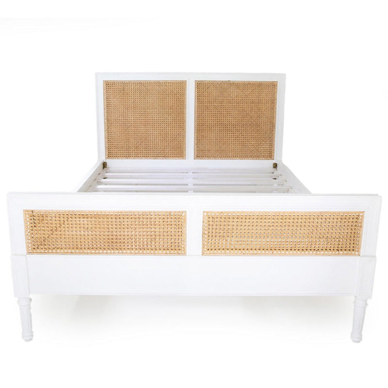 Hampton Cane Bed - Weathered Oak - King Single