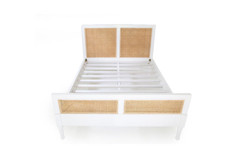 Hampton Cane Bed – Double – White