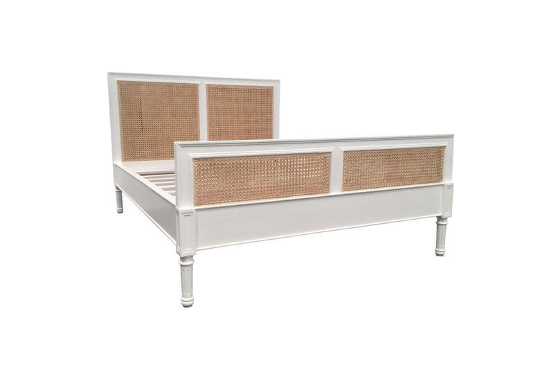 Hampton Cane Bed – Double – White