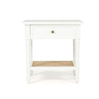 Hampton Cane Bedside Table - 57cm White