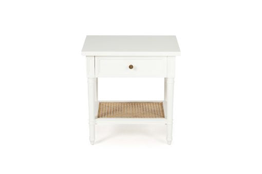 Hampton Cane Bedside Table - 57cm White