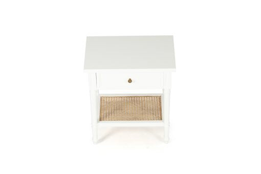 Hampton Cane Bedside Table - 57cm White