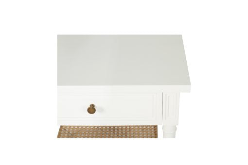 Hampton Cane Bedside Table - 57cm White