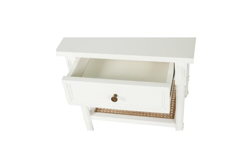 Hampton Cane Bedside Table - 57cm White