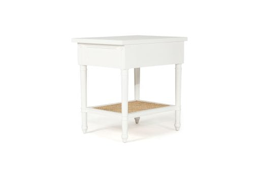 Hampton Cane Bedside Table - 57cm White