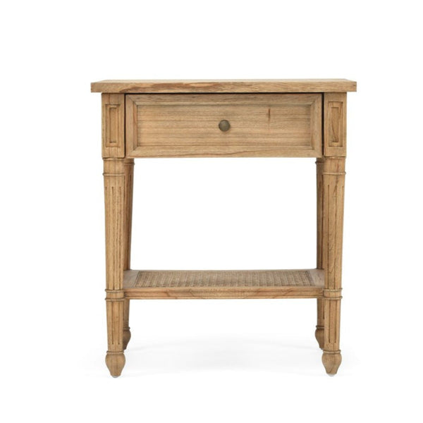 Hampton Cane Bedside Table – Weathered Oak