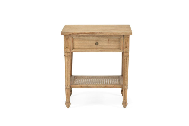 Hampton Cane Bedside Table – Weathered Oak