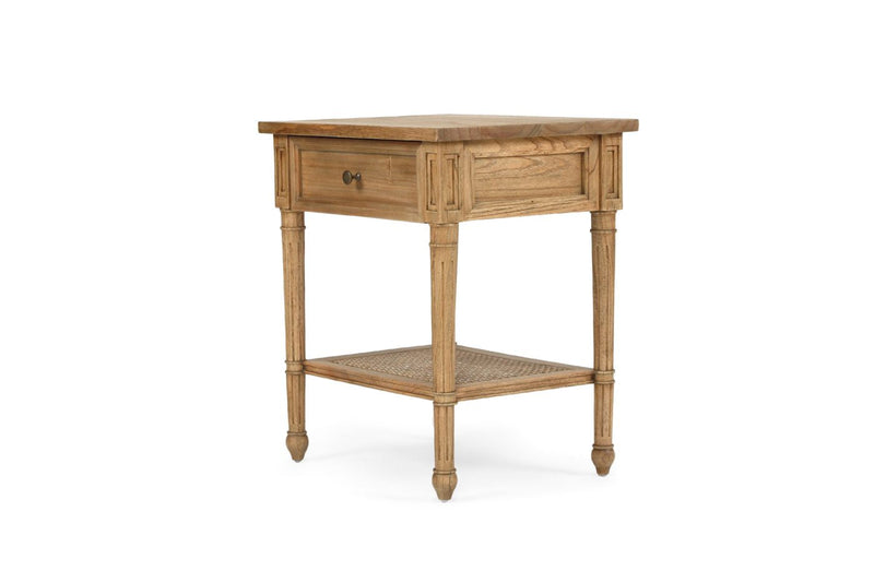 Hampton Cane Bedside Table – Weathered Oak