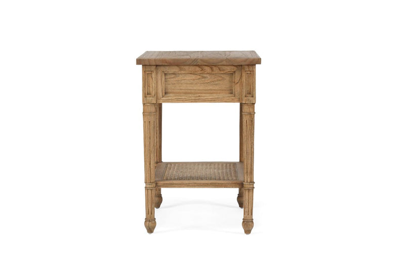 Hampton Cane Bedside Table – Weathered Oak