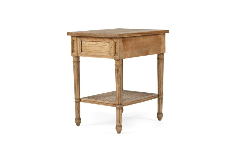 Hampton Cane Bedside Table – Weathered Oak