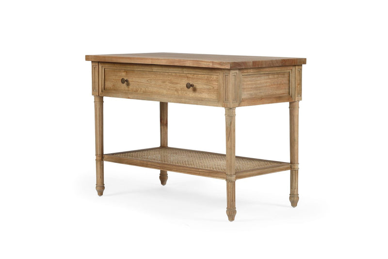 Hampton Cane Nightstand / Bedside – Weathered Oak – 91cm