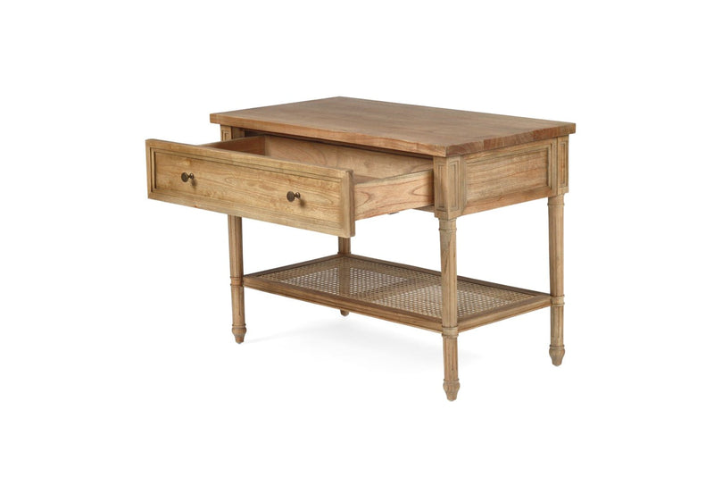 Hampton Cane Nightstand / Bedside – Weathered Oak – 91cm