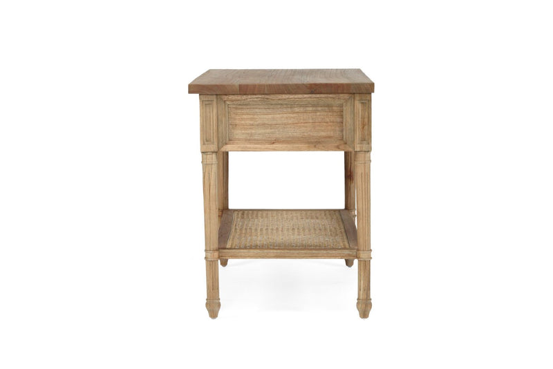 Hampton Cane Nightstand / Bedside – Weathered Oak – 91cm