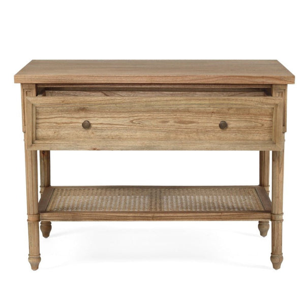 Hampton Cane Nightstand / Bedside – Weathered Oak – 91cm