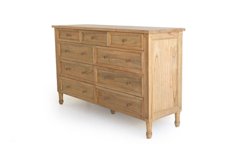 Hampton Dresser - Weathered Oak with Nine Drawers