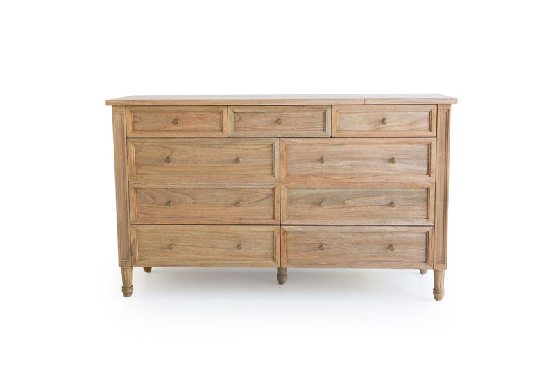 Hampton Dresser - Weathered Oak with Nine Drawers