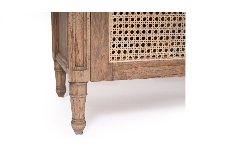Hampton Cane Four Door Sideboard - Weathered Oak