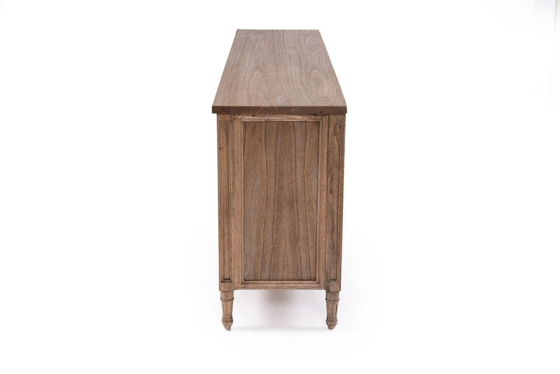 Hampton Cane Four Door Sideboard - Weathered Oak