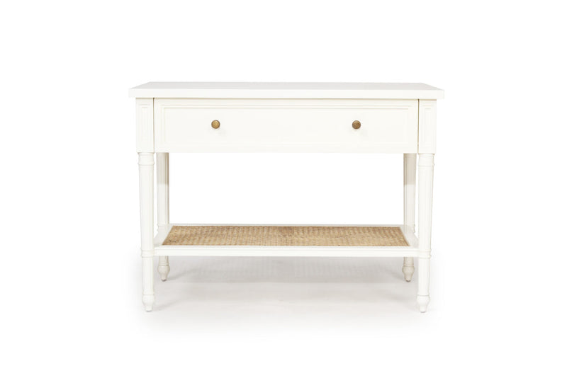 Hampton Cane Nightstand / Bedside – White