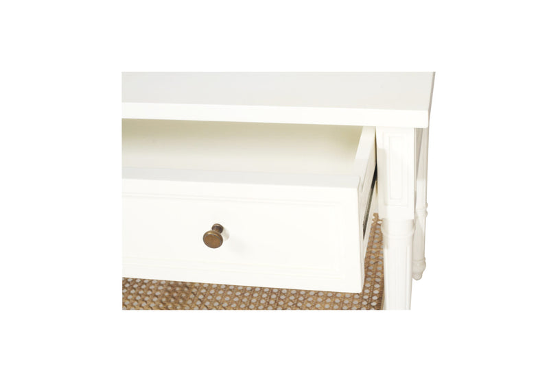 Hampton Cane Nightstand / Bedside – White