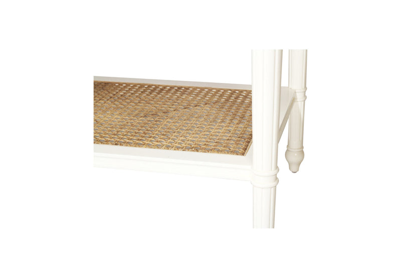 Hampton Cane Nightstand / Bedside – White