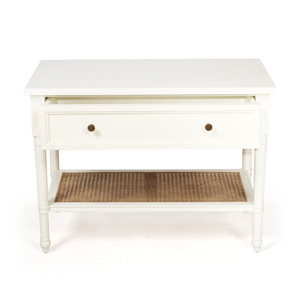 Hampton Cane Nightstand / Bedside – White