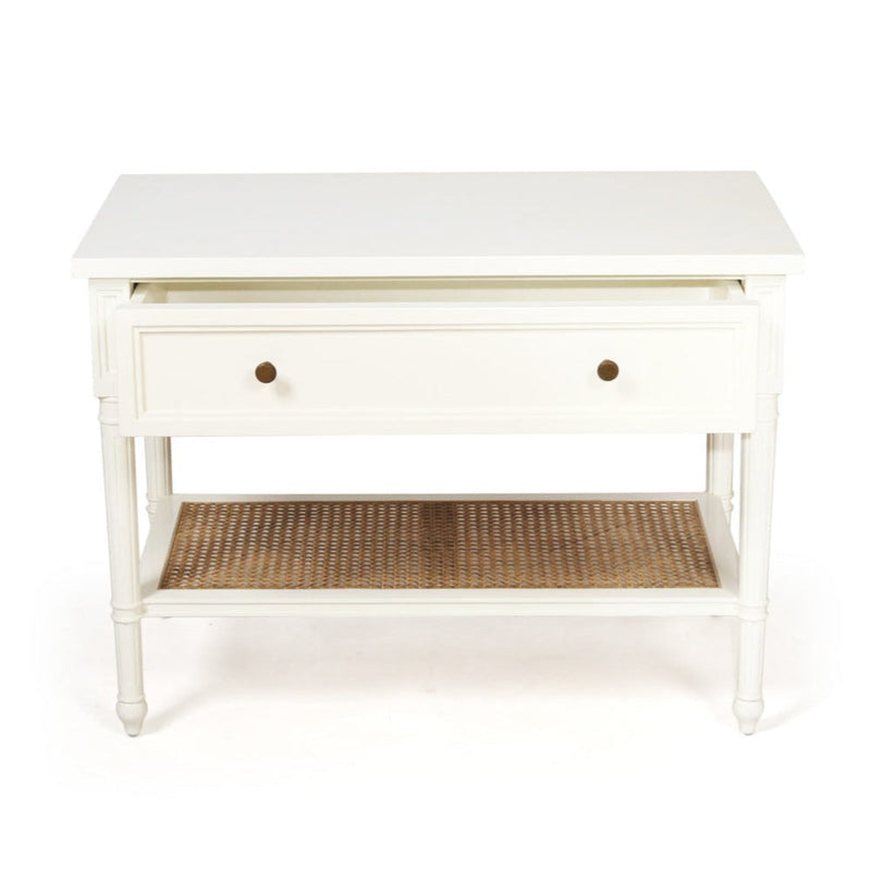 Hampton Cane Nightstand / Bedside – White