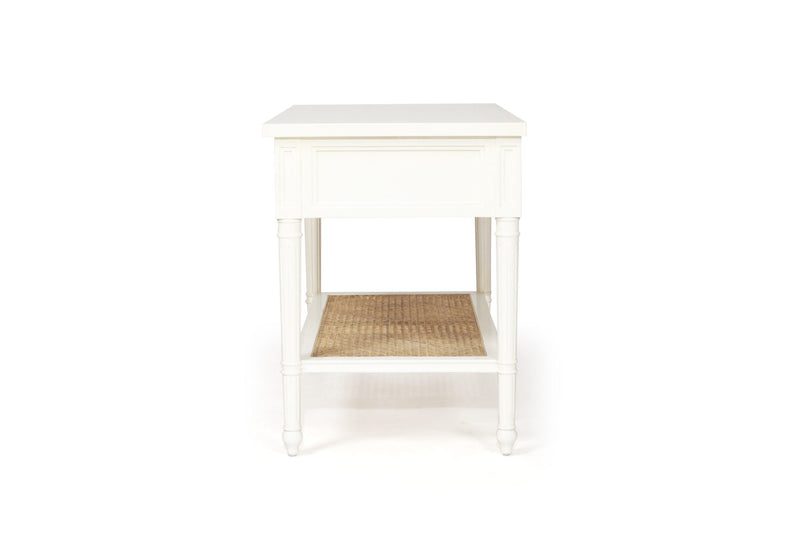 Hampton Cane Nightstand / Bedside – White