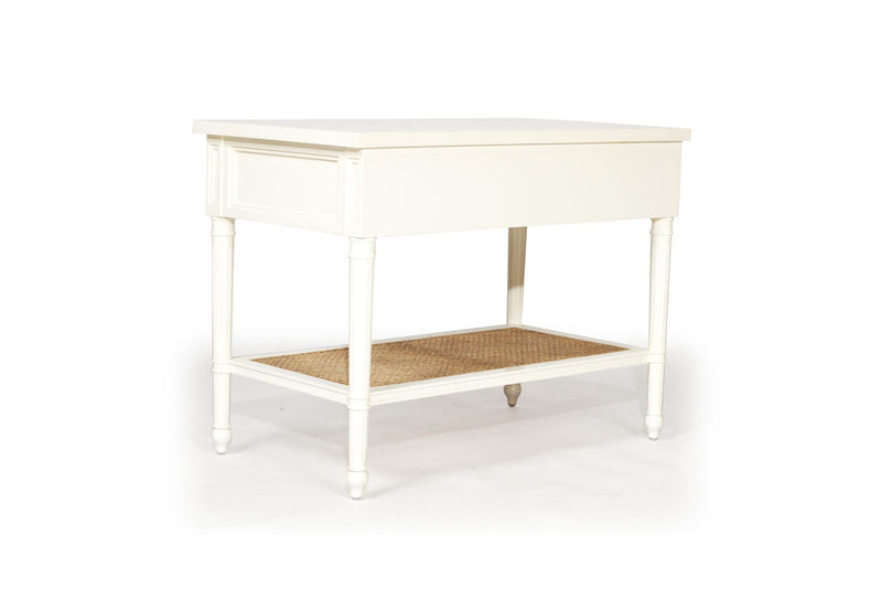 Hampton Cane Nightstand / Bedside – White