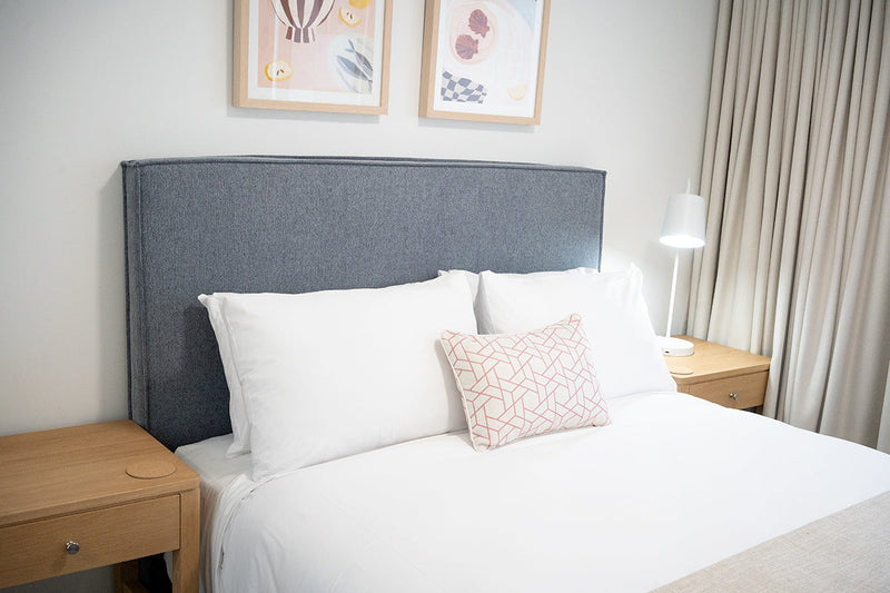 Hudson Upholstered Bedhead - Blue Grey