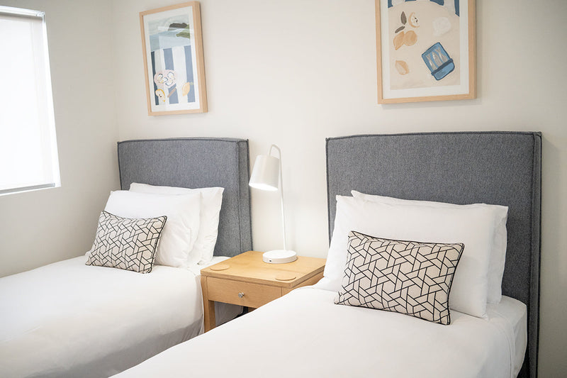 Hudson Upholstered Bedhead - Blue Grey