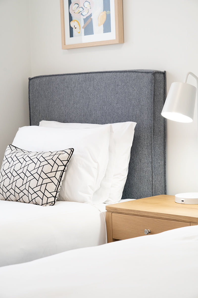 Hudson Upholstered Bedhead - Blue Grey