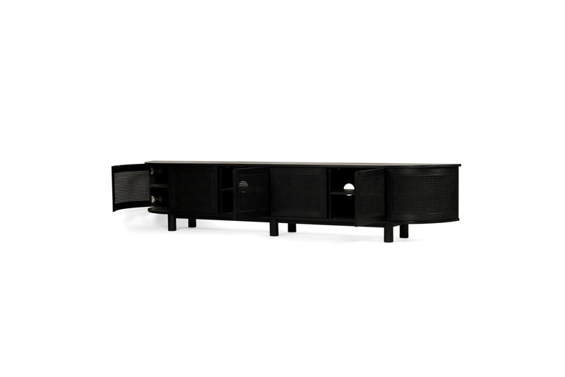 Indigo Entertainment Unit – Six Door – Black – Round End
