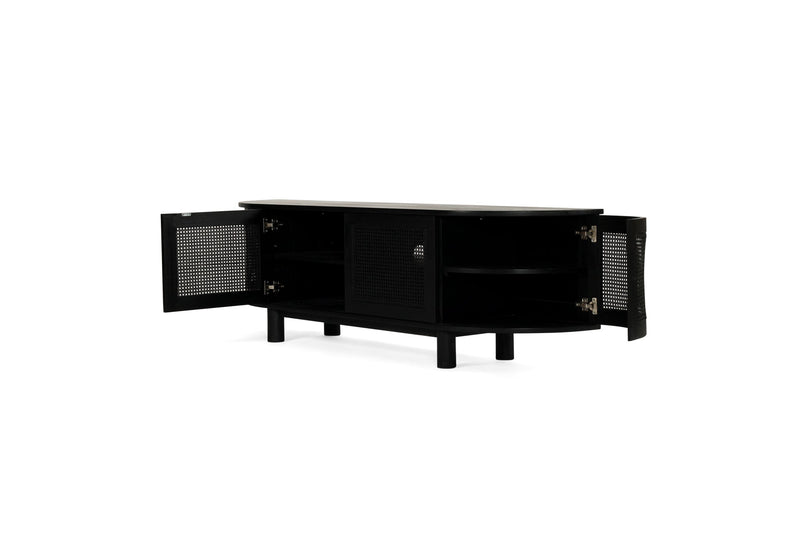 Indigo Entertainment Unit – Four Door – Black – Round End
