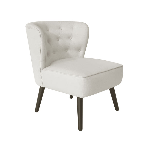 Lina Armchair in Beige Fabric with Black Legs