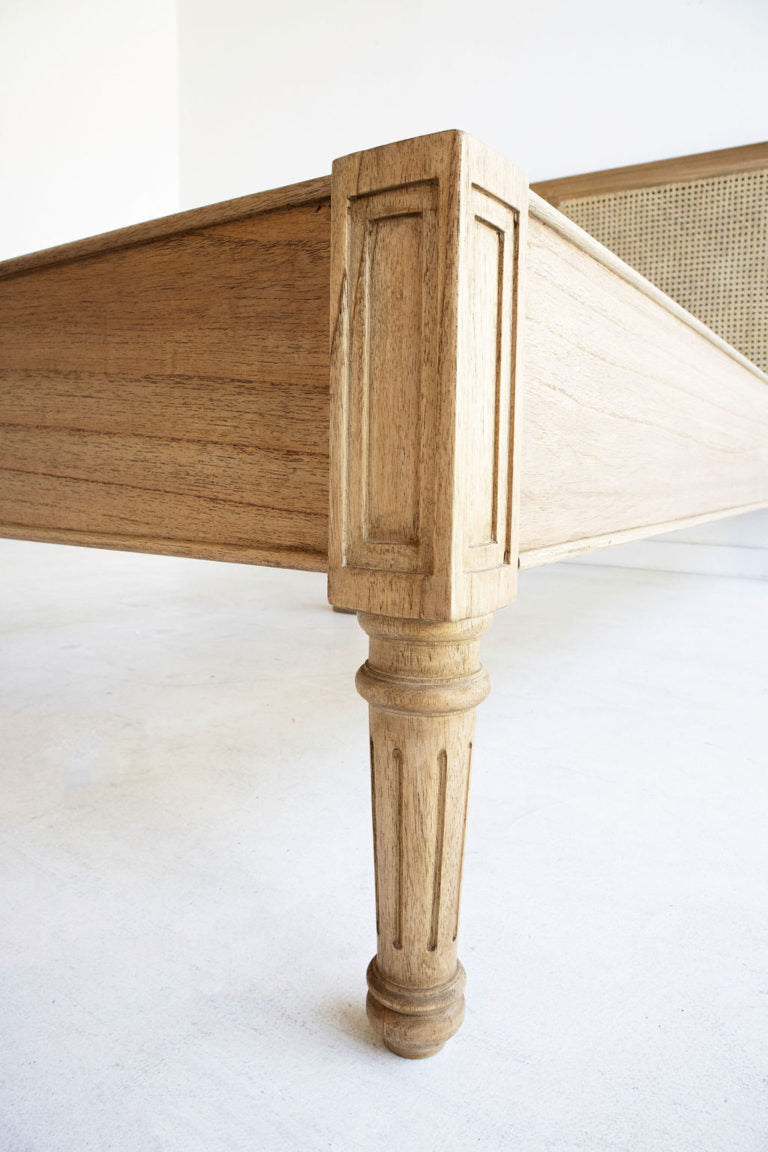 Hampton Cane Bed – King Size – Low End – Weathered Oak