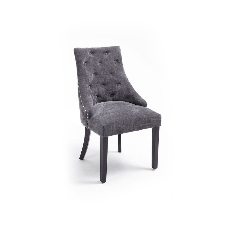 London Chair in Grey Velvet Fabric