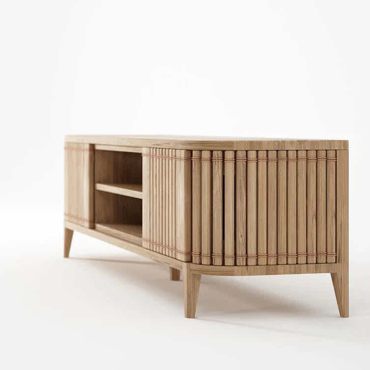 Koppar Media Cabinet White Oak 160cm - Double Doors