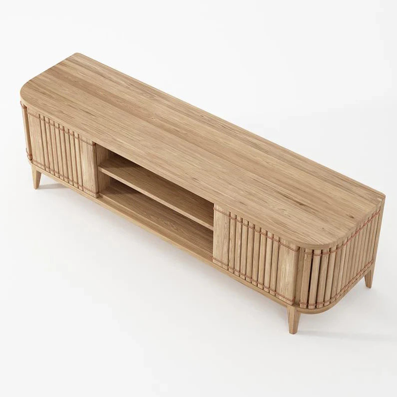 Koppar Media Cabinet White Oak 160cm - Double Doors