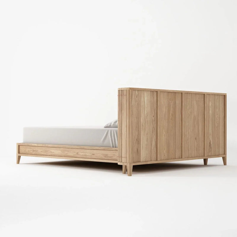 Koppar King Bed Frame With Mini Storage - White Oak