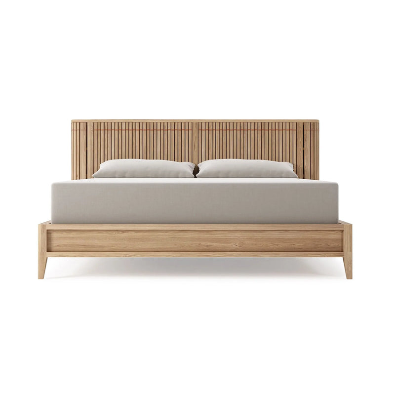 Koppar King Bed Frame With Mini Storage - White Oak