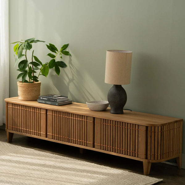 Koppar Large Media Cabinet With 3 Doors 202 cm - White Oak