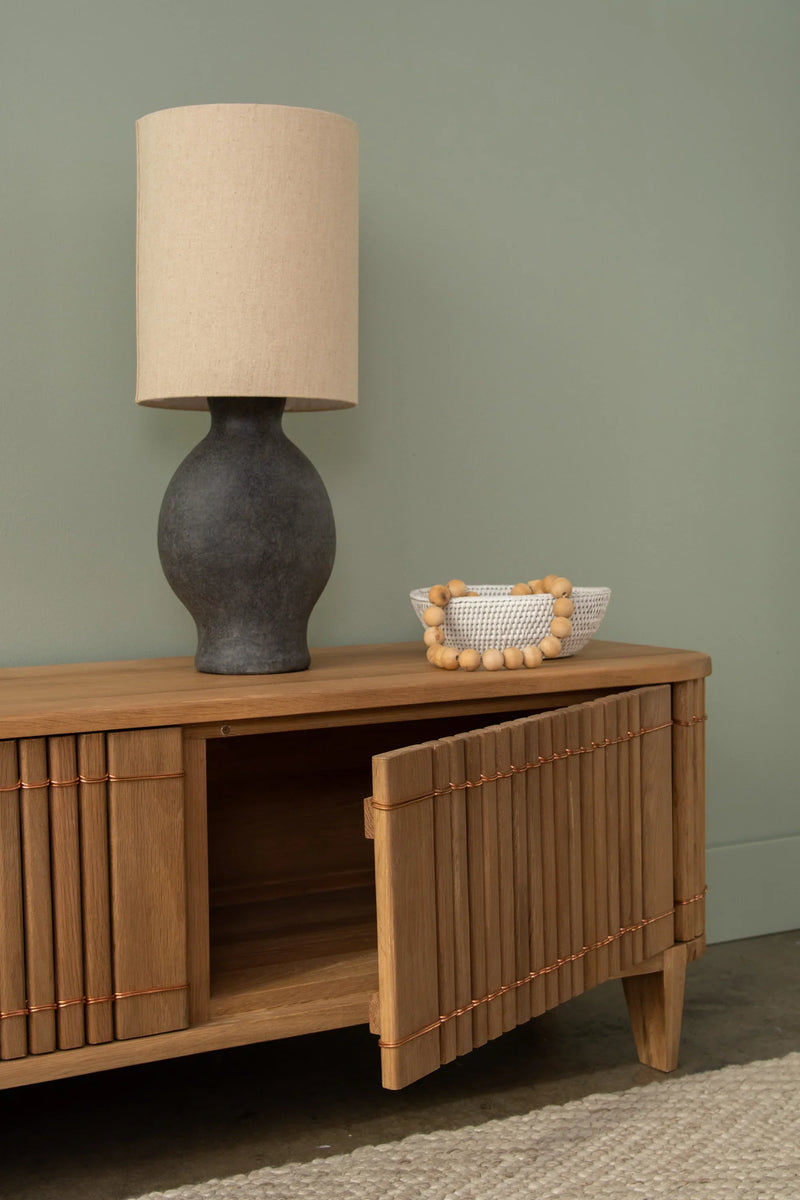 Koppar Large Media Cabinet With 3 Doors 202 cm - White Oak