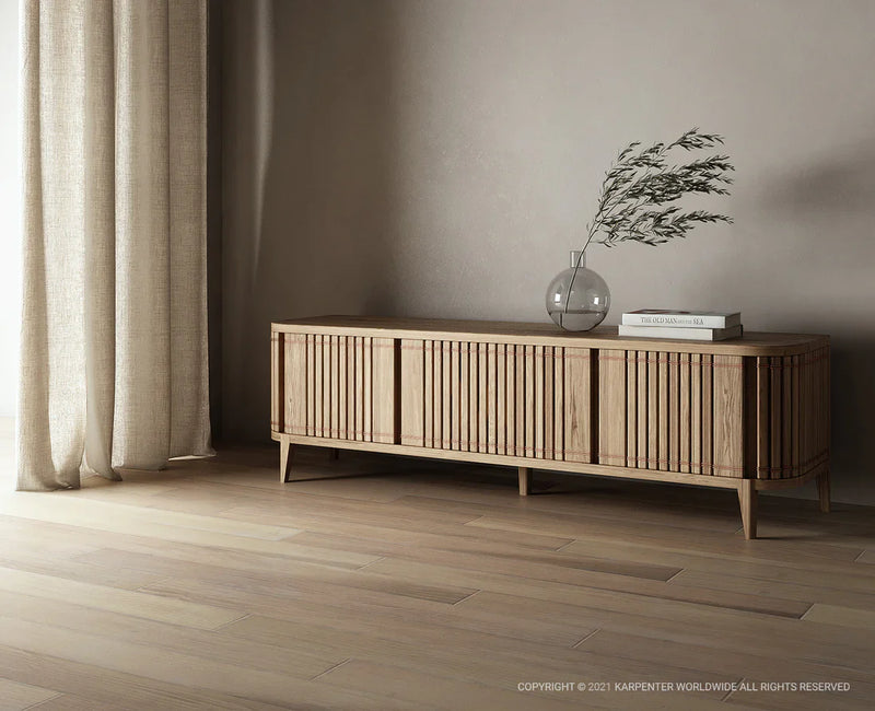 Koppar Media Cabinet White Oak 160cm - Double Doors