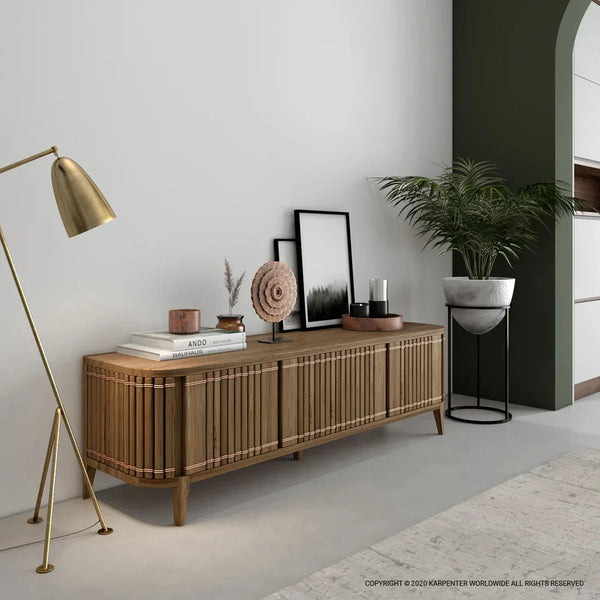 Koppar Media Cabinet White Oak 160cm - Double Doors